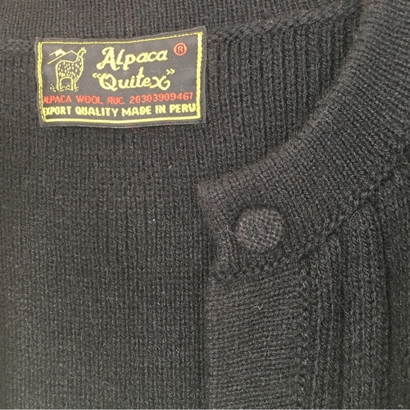 Alpaca Quitex Cardigan Sweater Black Grandpa Sweater Button Front Women’s Size M - Picture 6 of 9